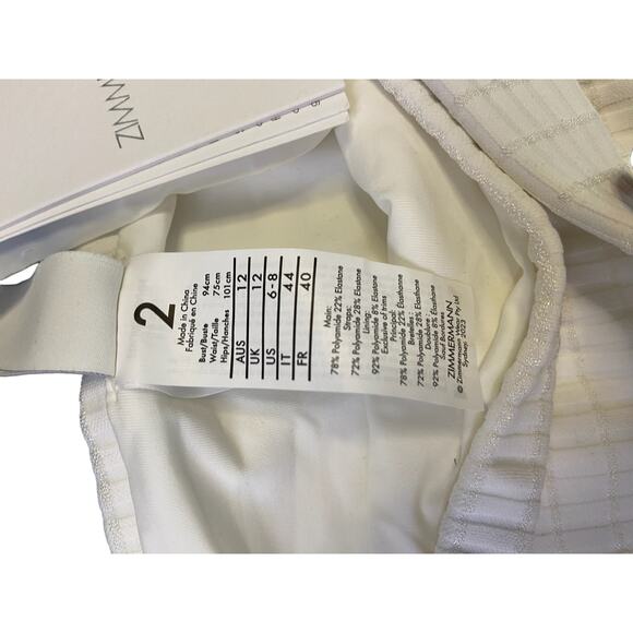 Zimmermann Alight Textured Ribbed Swim Bikini Bottom Belted Waist Ivory Size 2 - Picture 7 of 11